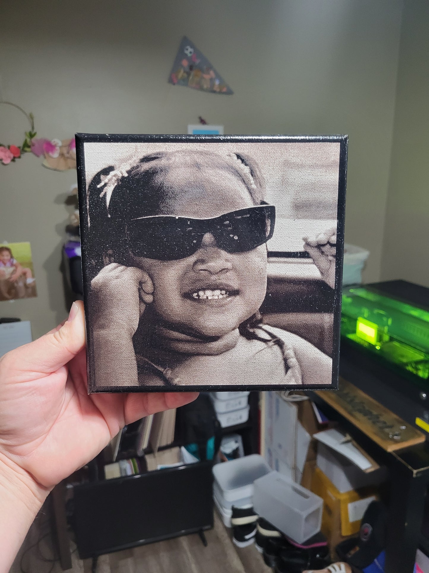 8"x8" Customed Laser Engraved Canvas Photo