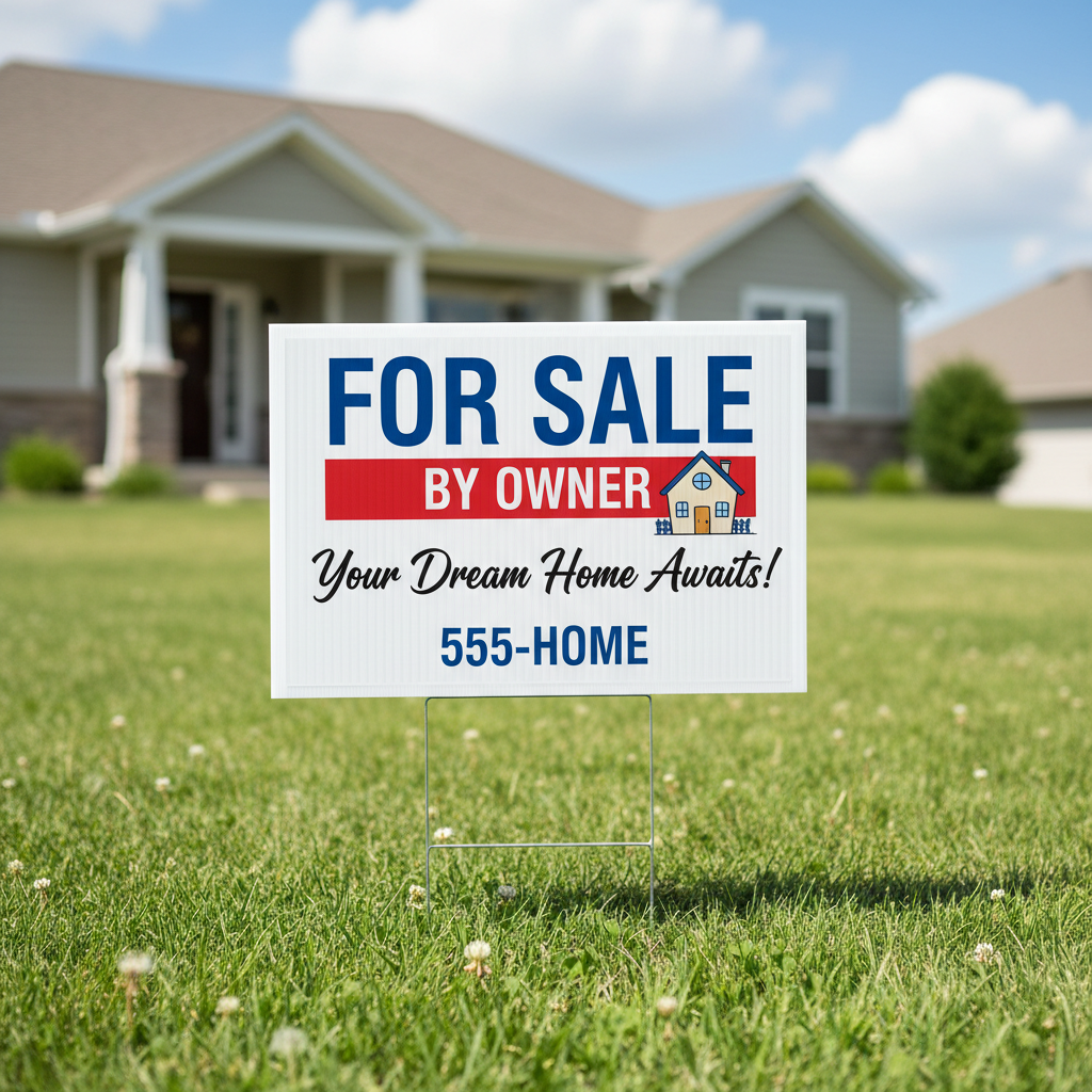 custom 18x24 yard sign Fayetteville NC
real estate yard sign coroplast outdoor
